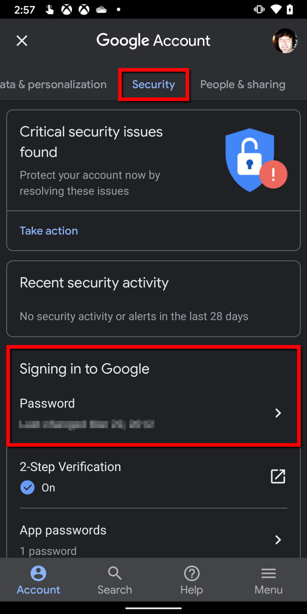 enter new password for google mail on mac